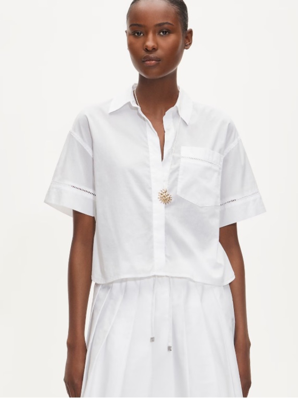 J crew Étienne cropped button-up shirt in eyelet sateen